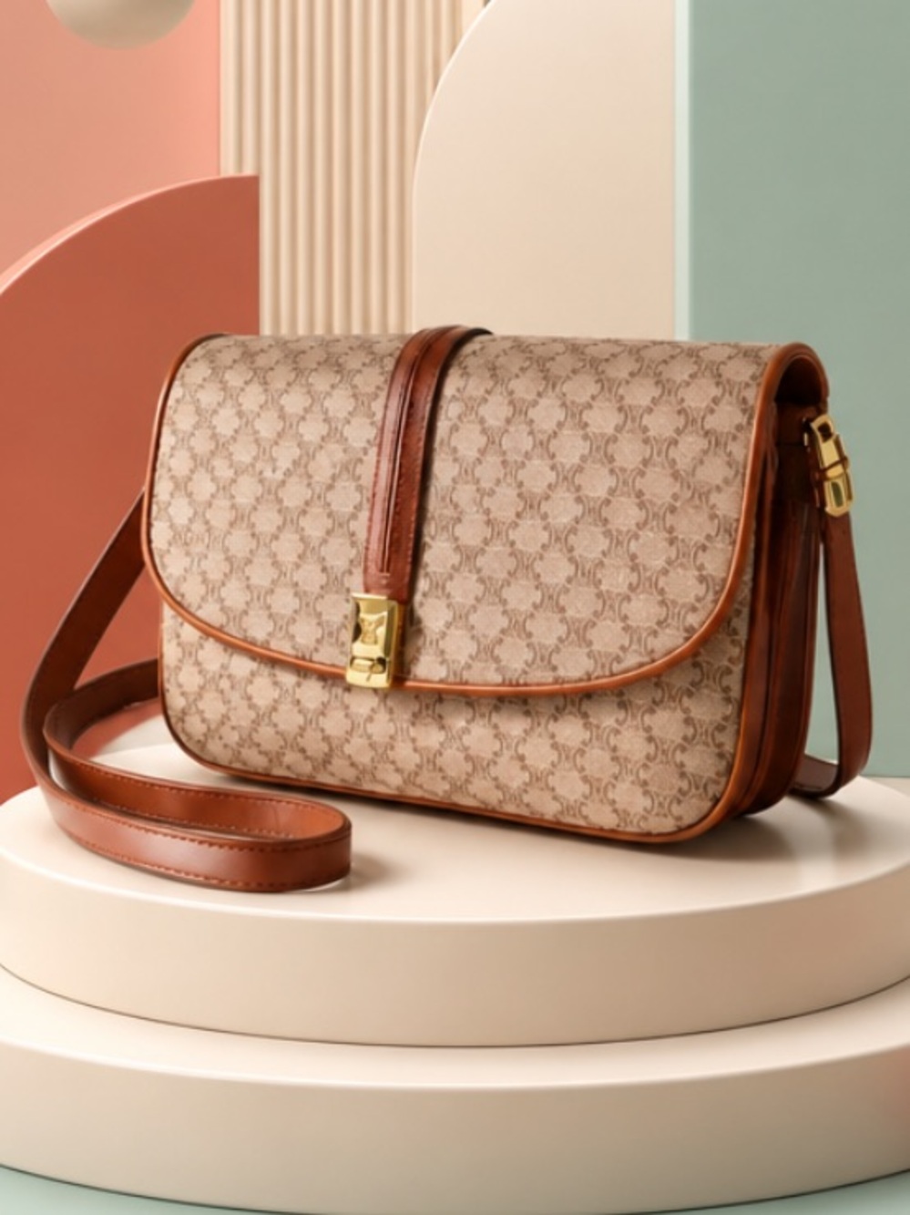 Authentic Celine MacAdam Shoulder Bag.